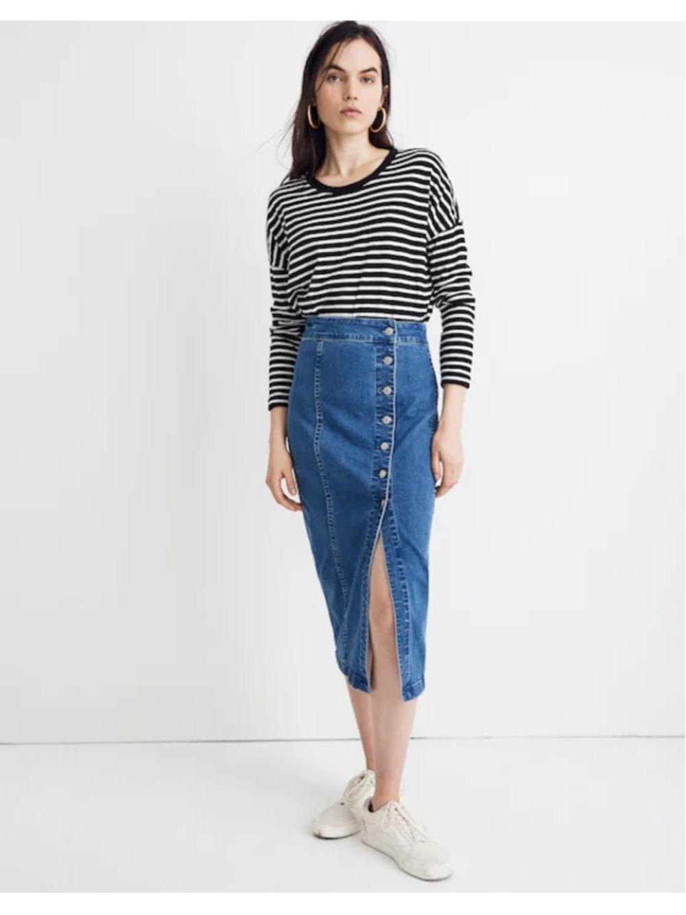 Madewell Asymmetrical Blue Denim Button-Front Pencil Skirt Size 30 (M/10) NWT